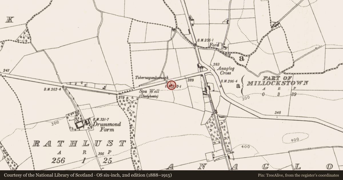 Ordnance Survey six-inch map, 2nd edition (1888–1915) covering the location of Well, Anaglog, County Louth, with a pin at the register's coordinates