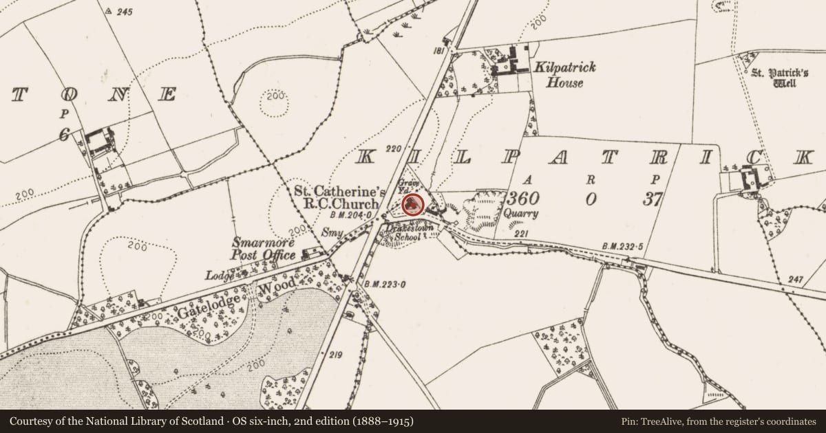 Ordnance Survey six-inch map, 2nd edition (1888–1915) covering the location of Church, Drakestown, County Louth, with a pin at the register's coordinates