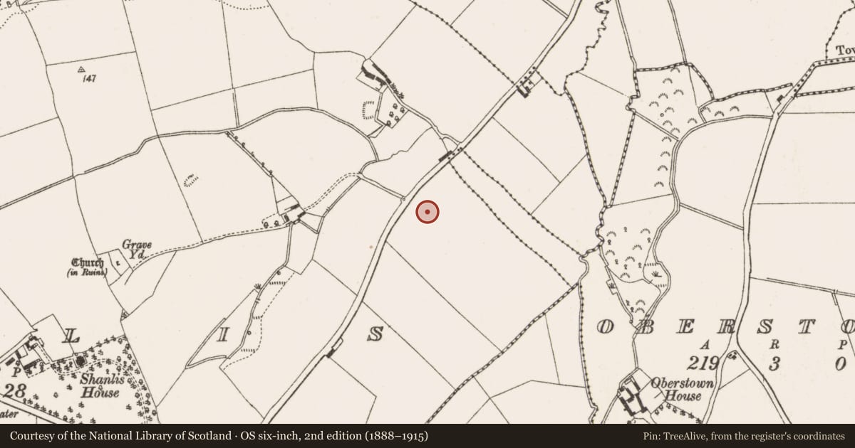 Ordnance Survey six-inch map, 2nd edition (1888–1915) covering the location of Ring-ditch, Shanlis, County Louth, with a pin at the register's coordinates