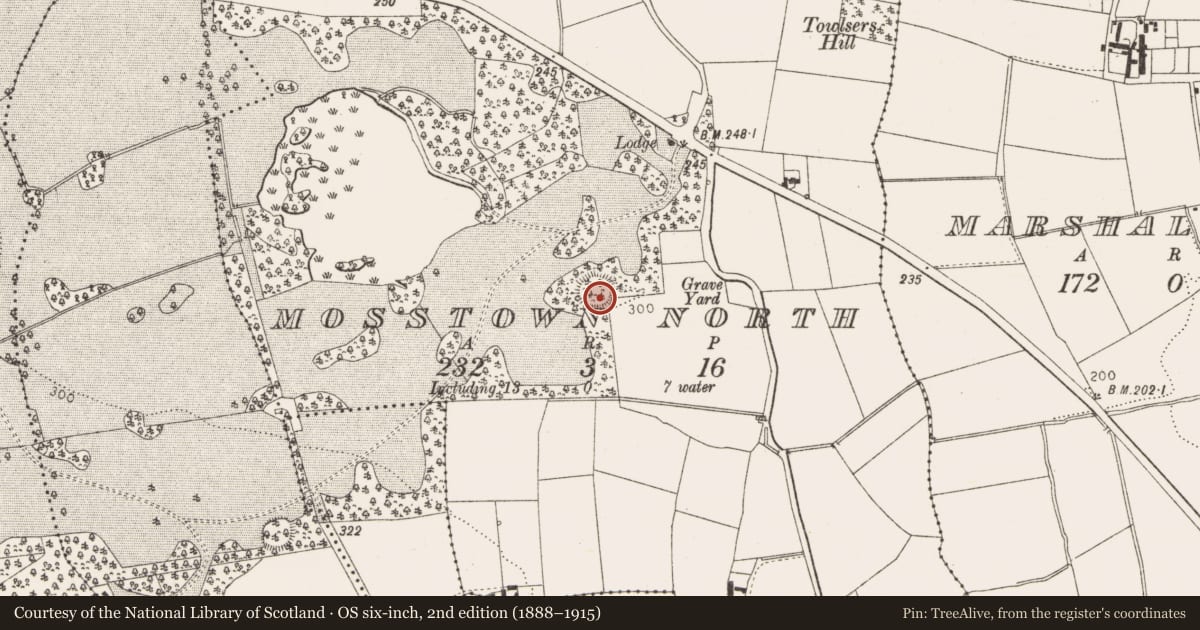 Ordnance Survey six-inch map, 2nd edition (1888–1915) covering the location of Ringfort - rath, Mosstown North, County Louth, with a pin at the register's coordinates