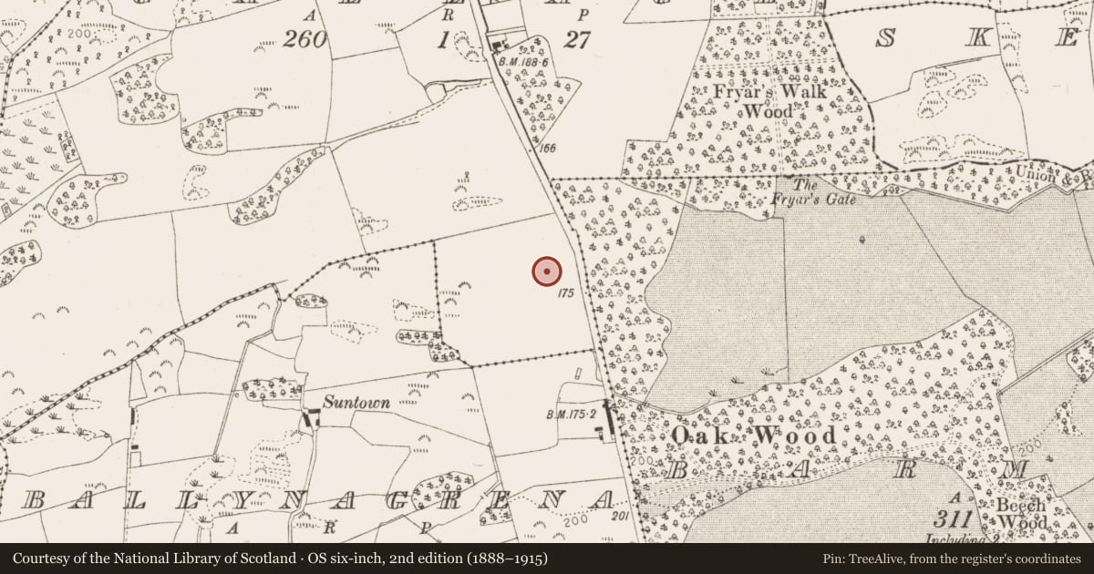 Ordnance Survey six-inch map, 2nd edition (1888–1915) covering the location of Souterrain, Gallagh, County Louth, with a pin at the register's coordinates