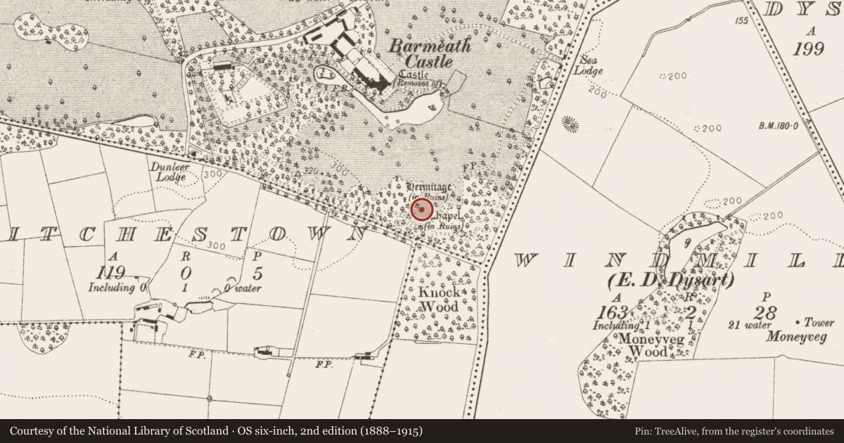 Ordnance Survey six-inch map, 2nd edition (1888–1915) covering the location of Church, Barmeath, County Louth, with a pin at the register's coordinates
