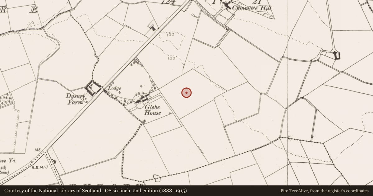 Ordnance Survey six-inch map, 2nd edition (1888–1915) covering the location of Enclosure, Clonmore, County Louth, with a pin at the register's coordinates