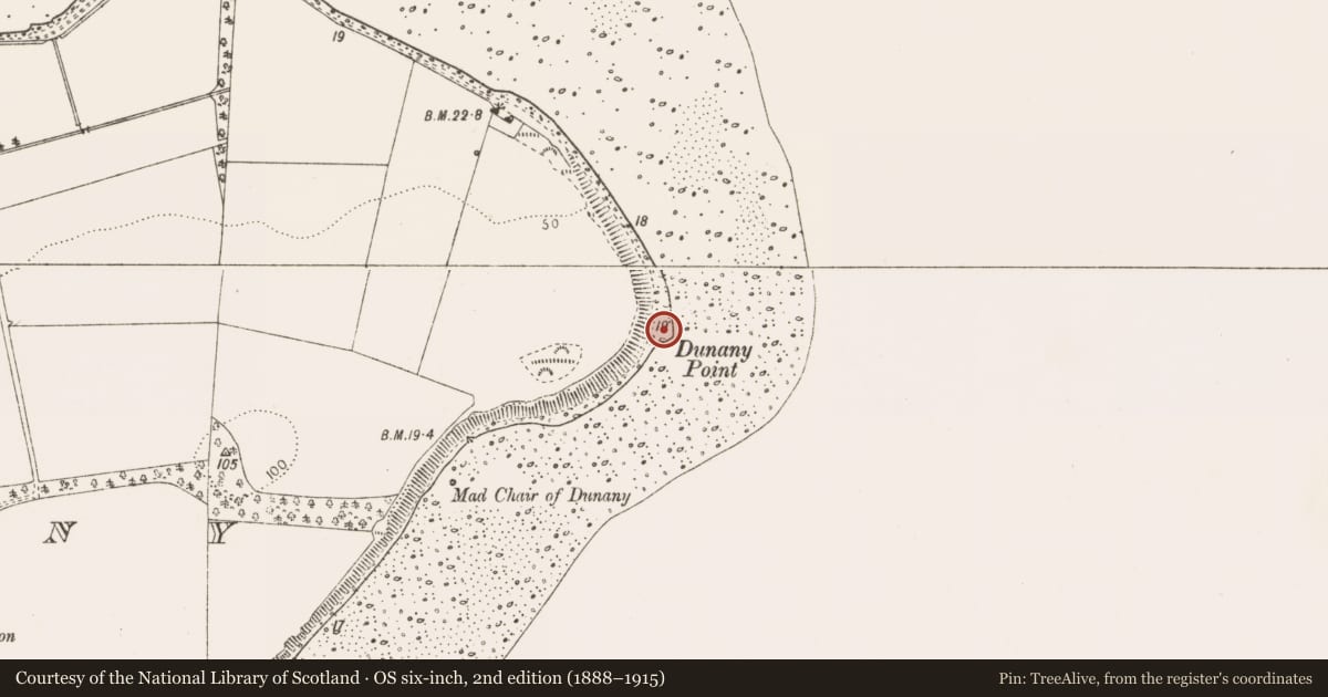 Ordnance Survey six-inch map, 2nd edition (1888–1915) covering the location of Promontory fort - coastal, Dunany, County Louth, with a pin at the register's coordinates