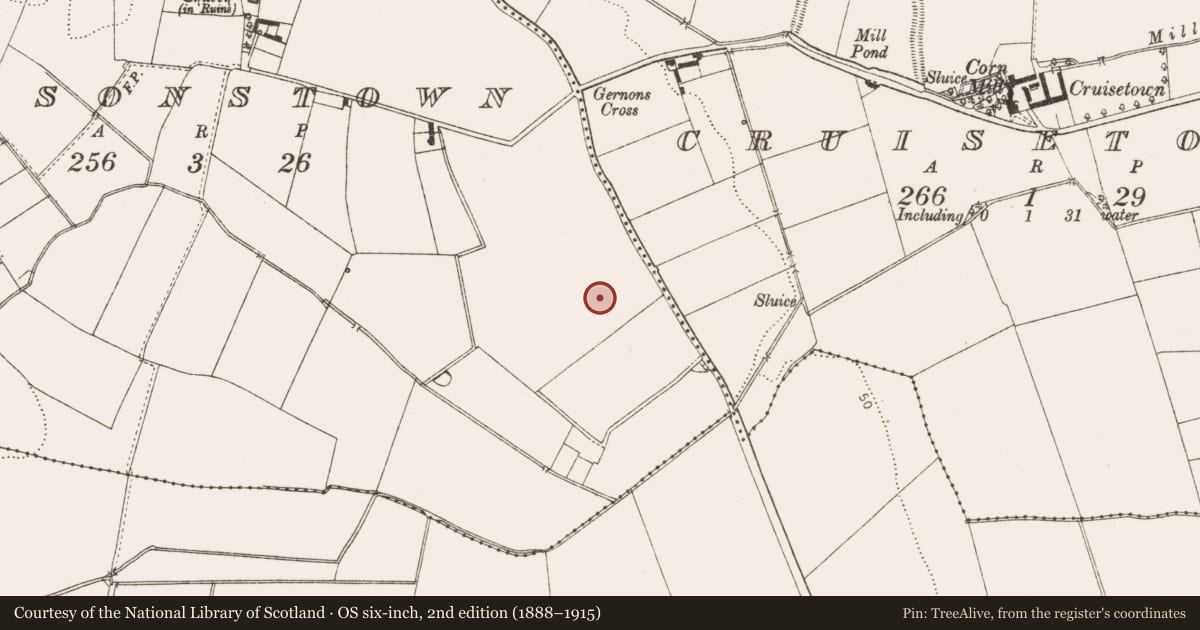 Ordnance Survey six-inch map, 2nd edition (1888–1915) covering the location of Ring-ditch, Parsonstown, County Louth, with a pin at the register's coordinates