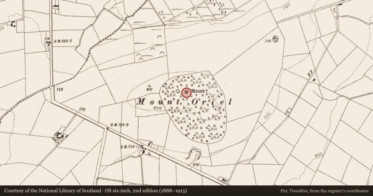 Ordnance Survey six-inch map, 2nd edition (1888–1915) covering the location of Barrow - ditch barrow, Collon, County Louth, with a pin at the register's coordinates