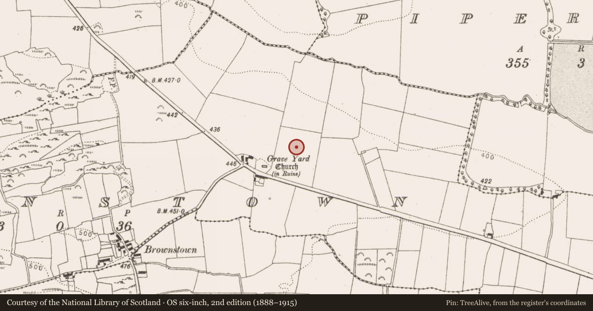 Ordnance Survey six-inch map, 2nd edition (1888–1915) covering the location of Cairn - unclassified, Brownstown, County Louth, with a pin at the register's coordinates
