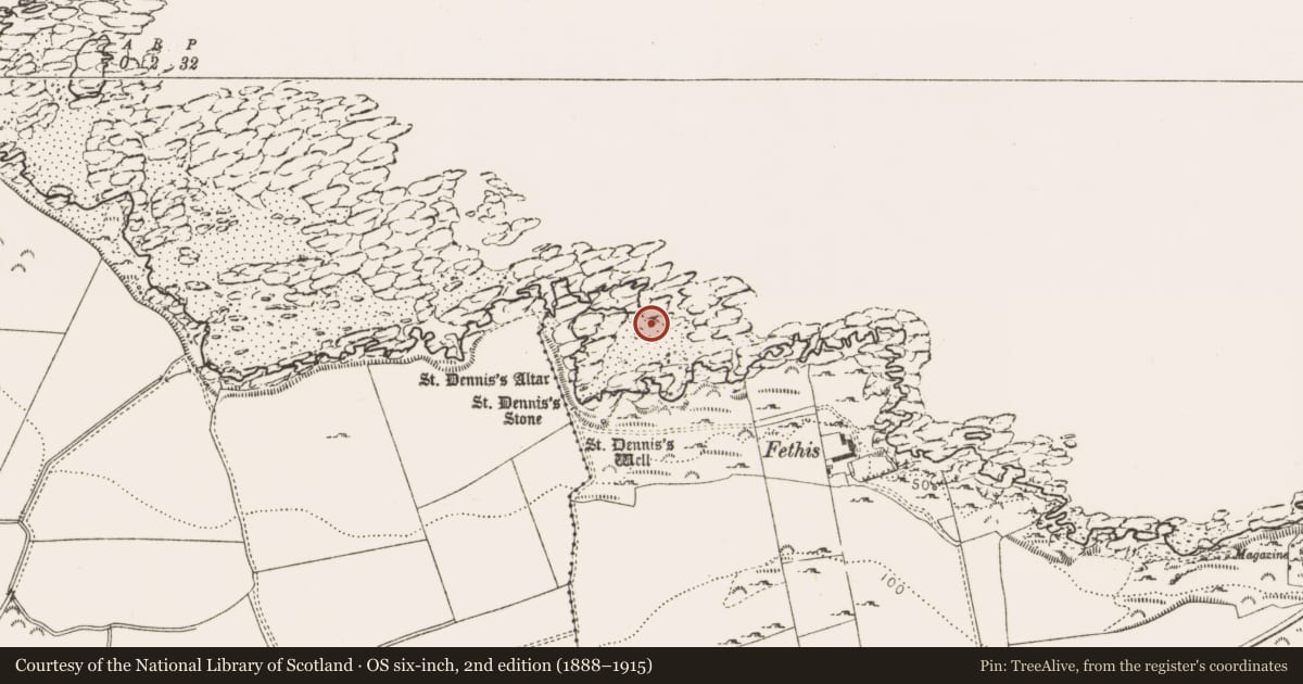 Ordnance Survey six-inch map, 2nd edition (1888–1915) covering the location of Quay, Clogher, County Louth, with a pin at the register's coordinates