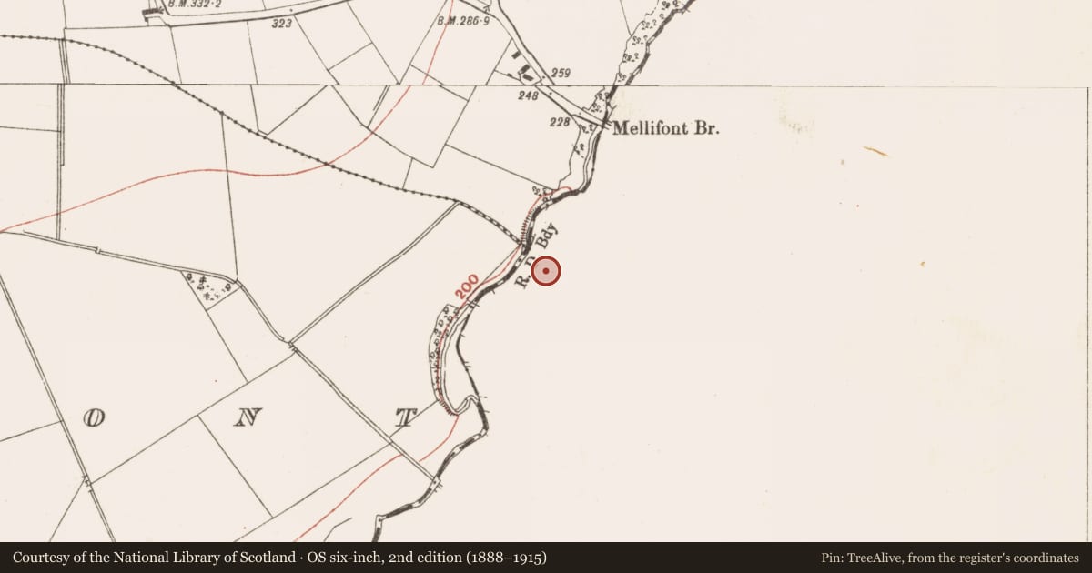 Ordnance Survey six-inch map, 2nd edition (1888–1915) covering the location of Gatehouse, Mellifont, County Louth, with a pin at the register's coordinates