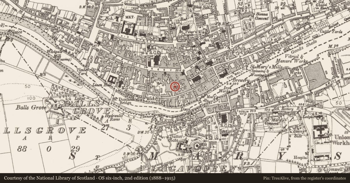 Ordnance Survey six-inch map, 2nd edition (1888–1915) covering the location of Excavation - miscellaneous, Moneymore, County Louth, with a pin at the register's coordinates