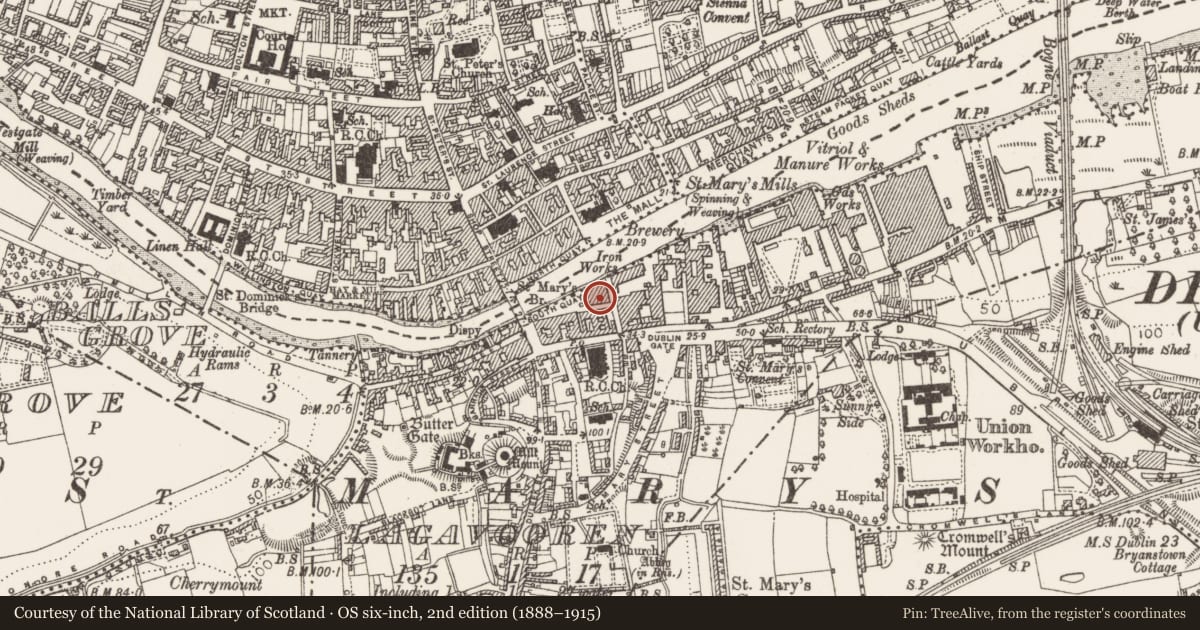 Ordnance Survey six-inch map, 2nd edition (1888–1915) covering the location of House - medieval, Lagavooren, County Louth, with a pin at the register's coordinates