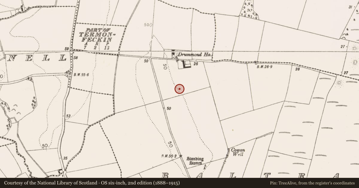 Ordnance Survey six-inch map, 2nd edition (1888–1915) covering the location of Souterrain, Baltray, County Louth, with a pin at the register's coordinates