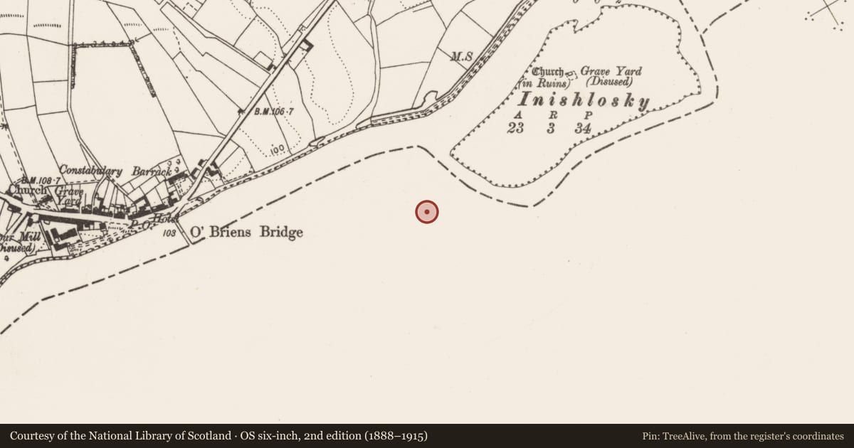 Ordnance Survey six-inch map, 2nd edition (1888–1915) covering the location of Burial ground, Montpelier, County Limerick, with a pin at the register's coordinates