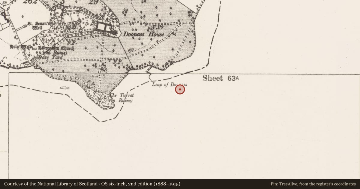 Ordnance Survey six-inch map, 2nd edition (1888–1915) covering the location of Burnt spread, Hermitage, County Limerick, with a pin at the register's coordinates