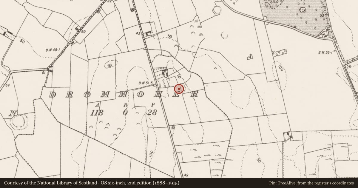 Ordnance Survey six-inch map, 2nd edition (1888–1915) covering the location of Ringfort - rath, Drommoher, County Limerick, with a pin at the register's coordinates