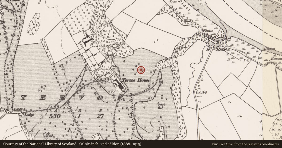 Ordnance Survey six-inch map, 2nd edition (1888–1915) covering the location of Enclosure, Tervoe, County Limerick, with a pin at the register's coordinates