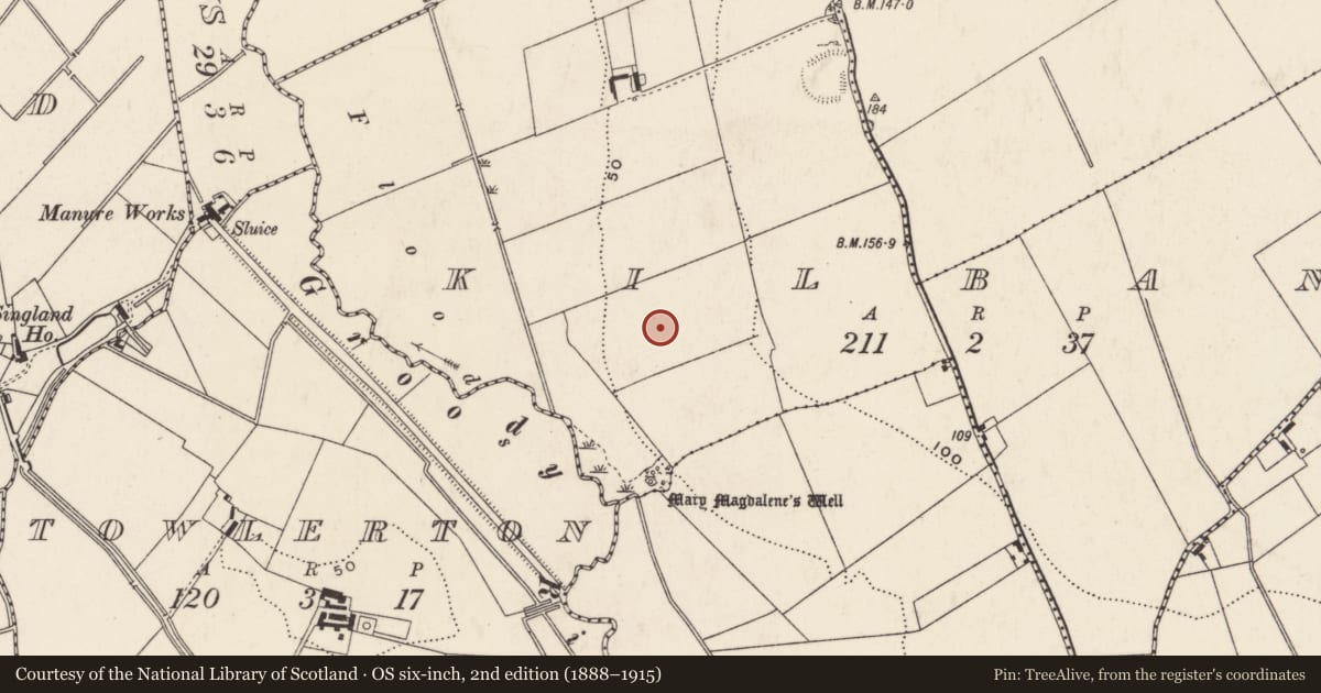 Ordnance Survey six-inch map, 2nd edition (1888–1915) covering the location of Enclosure, Kilbane, County Limerick, with a pin at the register's coordinates