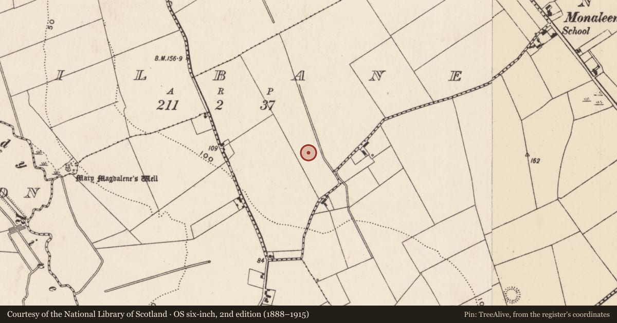 Ordnance Survey six-inch map, 2nd edition (1888–1915) covering the location of Excavation - miscellaneous, Kilbane, County Limerick, with a pin at the register's coordinates