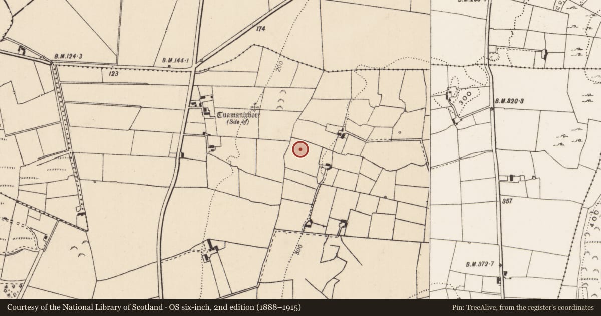 Ordnance Survey six-inch map, 2nd edition (1888–1915) covering the location of Ringfort - unclassified, Cappanahanagh, County Limerick, with a pin at the register's coordinates