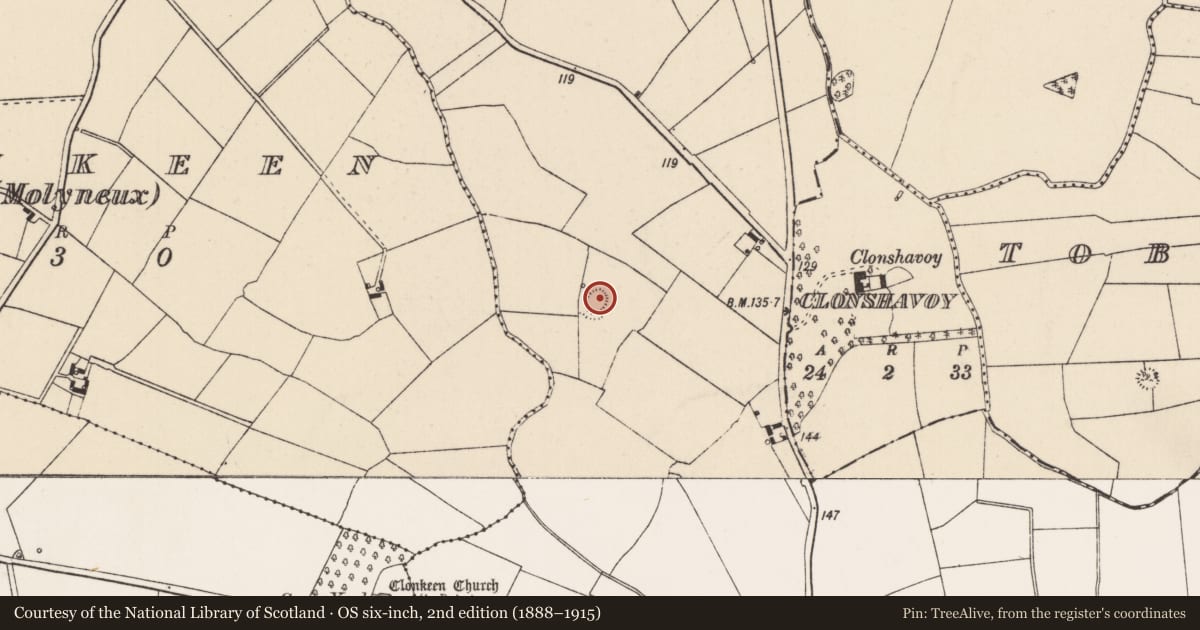 Ordnance Survey six-inch map, 2nd edition (1888–1915) covering the location of Ringfort - rath, Maddyboy, County Limerick, with a pin at the register's coordinates