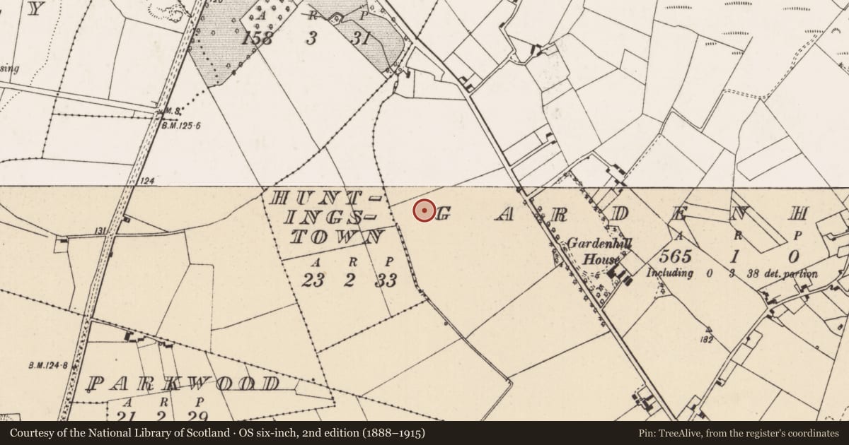 Ordnance Survey six-inch map, 2nd edition (1888–1915) covering the location of Cremation pit, Gardenhill, County Limerick, with a pin at the register's coordinates
