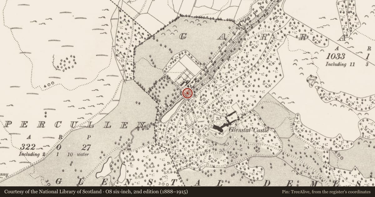 Ordnance Survey six-inch map, 2nd edition (1888–1915) covering the location of Castle - unclassified, Garranbane, County Limerick, with a pin at the register's coordinates