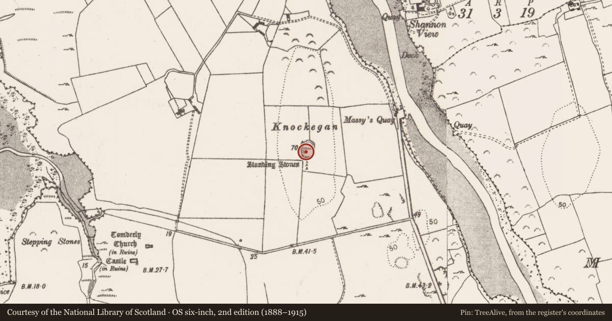 Ordnance Survey six-inch map, 2nd edition (1888–1915) covering the location of Enclosure, Tomdeely North, County Limerick, with a pin at the register's coordinates