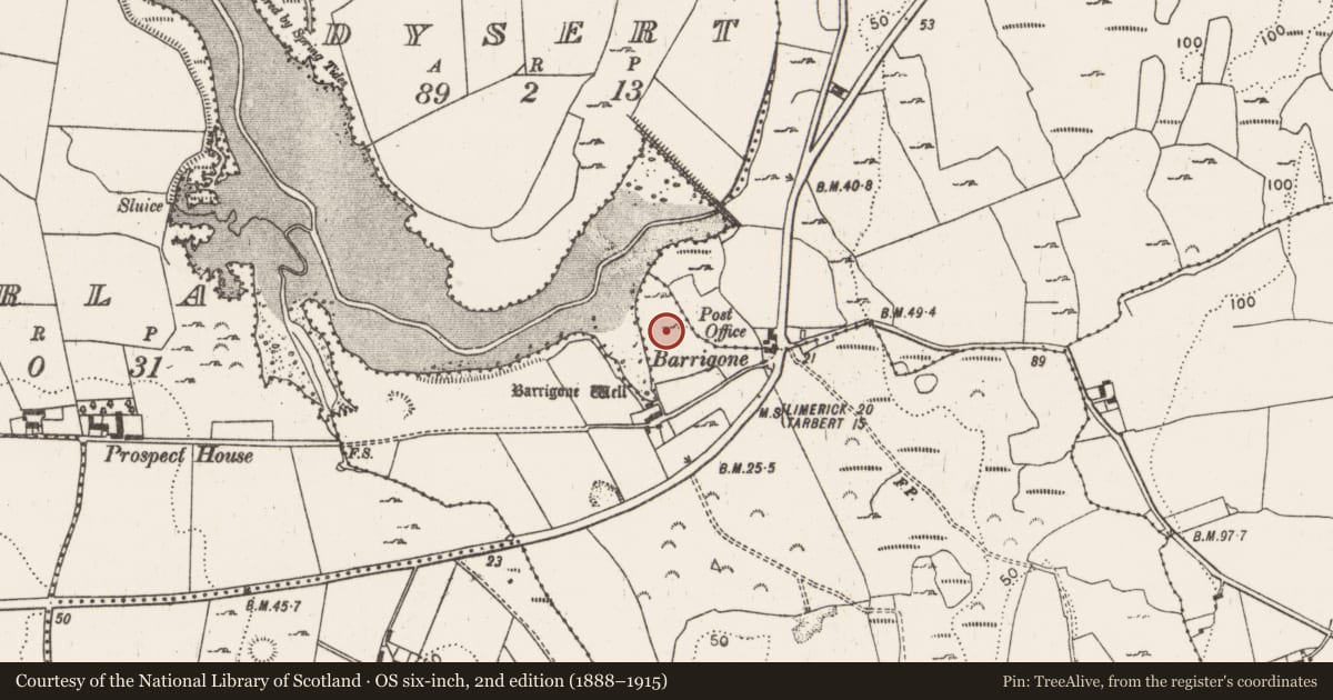 Ordnance Survey six-inch map, 2nd edition (1888–1915) covering the location of Ringfort - cashel, Craggs, County Limerick, with a pin at the register's coordinates