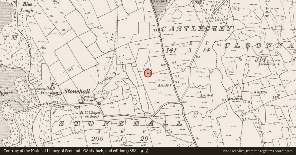 Ordnance Survey six-inch map, 2nd edition (1888–1915) covering the location of Ringfort - rath, Blossomhill, County Limerick, with a pin at the register's coordinates
