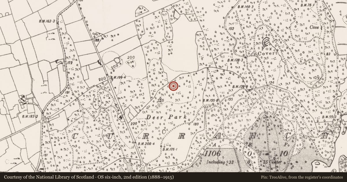 Ordnance Survey six-inch map, 2nd edition (1888–1915) covering the location of Ringfort - cashel, Currahchase, County Limerick, with a pin at the register's coordinates