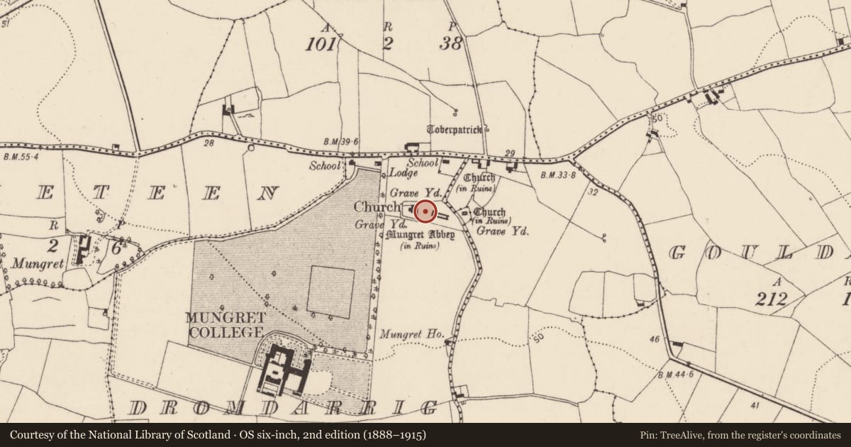 Ordnance Survey six-inch map, 2nd edition (1888–1915) covering the location of Graveyard, Dromdarrig, County Limerick, with a pin at the register's coordinates
