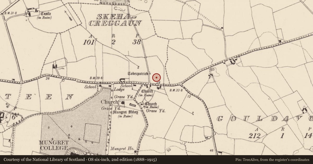 Ordnance Survey six-inch map, 2nd edition (1888–1915) covering the location of Excavation - miscellaneous, Skehacreggaun, County Limerick, with a pin at the register's coordinates