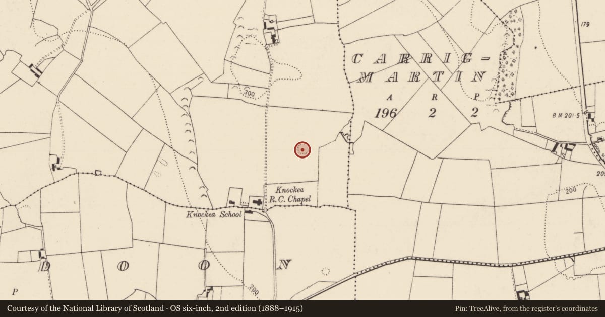 Ordnance Survey six-inch map, 2nd edition (1888–1915) covering the location of Ringfort - rath, Drombanny, County Limerick, with a pin at the register's coordinates