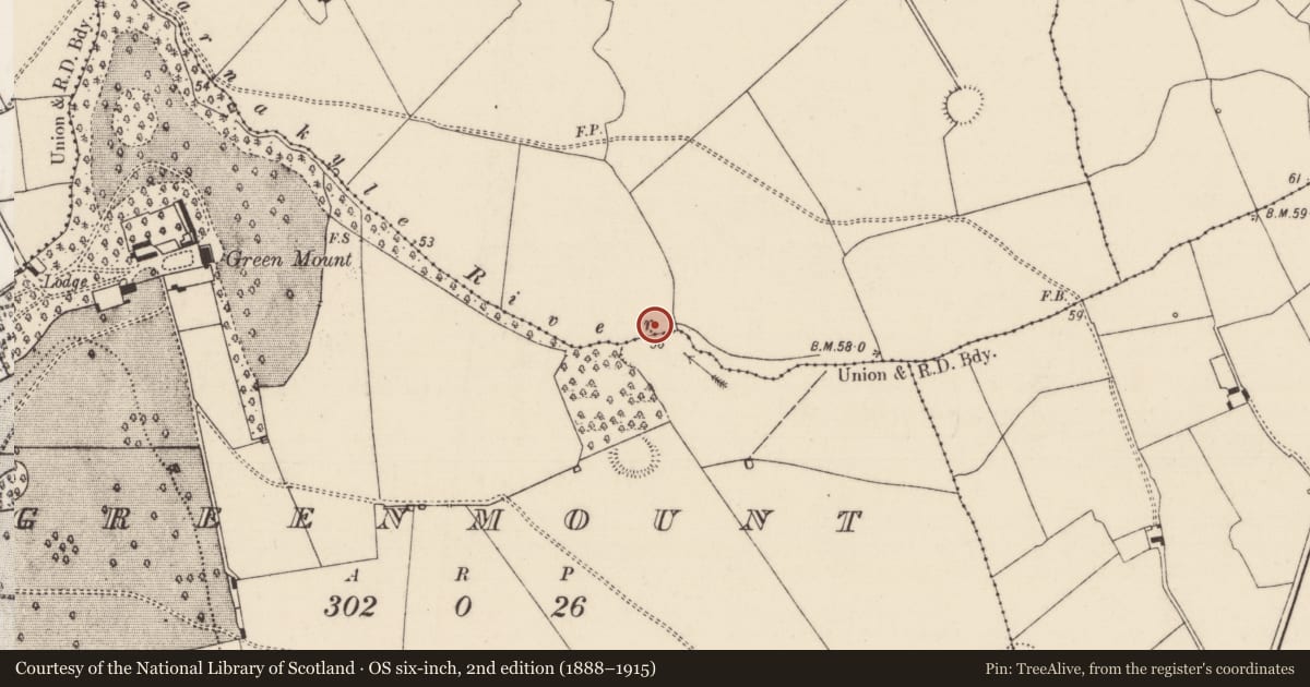 Ordnance Survey six-inch map, 2nd edition (1888–1915) covering the location of Fulacht fia, Cloghacloka, County Limerick, with a pin at the register's coordinates