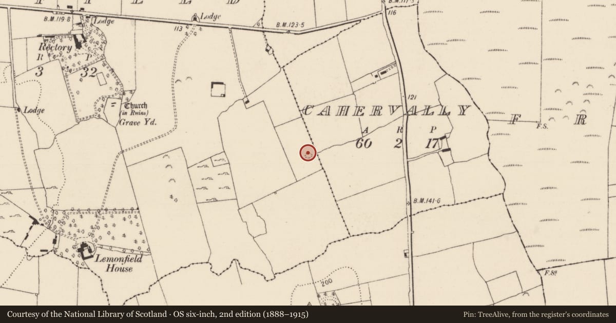 Ordnance Survey six-inch map, 2nd edition (1888–1915) covering the location of Enclosure, Lemonfield, County Limerick, with a pin at the register's coordinates