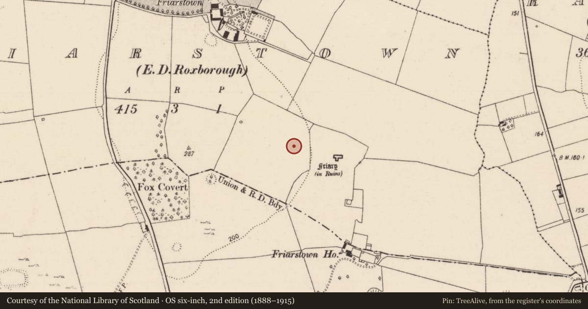 Ordnance Survey six-inch map, 2nd edition (1888–1915) covering the location of Enclosure, Friarstown, County Limerick, with a pin at the register's coordinates