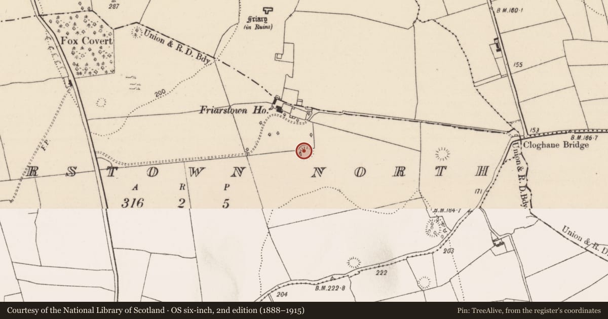 Ordnance Survey six-inch map, 2nd edition (1888–1915) covering the location of Ringfort - cashel, Friarstown North, County Limerick, with a pin at the register's coordinates