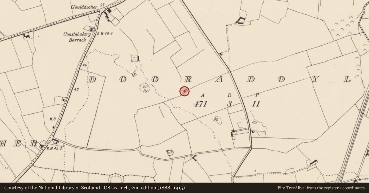 Ordnance Survey six-inch map, 2nd edition (1888–1915) covering the location of Mill - unclassified, Dooradoyle, County Limerick, with a pin at the register's coordinates