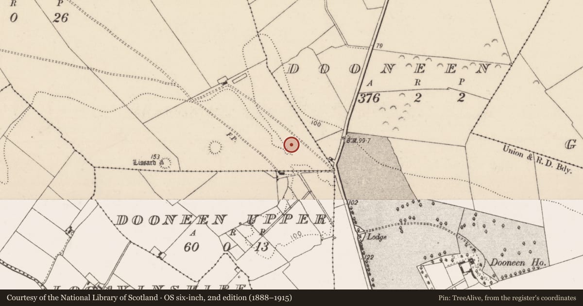 Ordnance Survey six-inch map, 2nd edition (1888–1915) covering the location of Field system, Greenmount, County Limerick, with a pin at the register's coordinates
