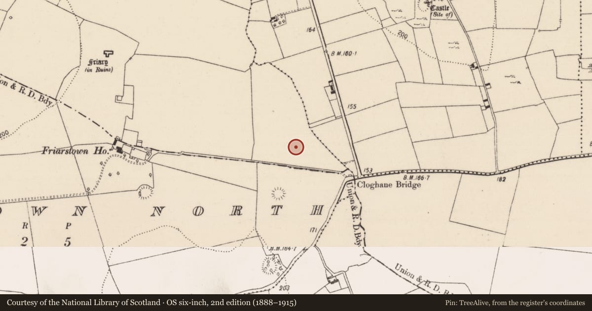 Ordnance Survey six-inch map, 2nd edition (1888–1915) covering the location of Enclosure, Friarstown, County Limerick, with a pin at the register's coordinates