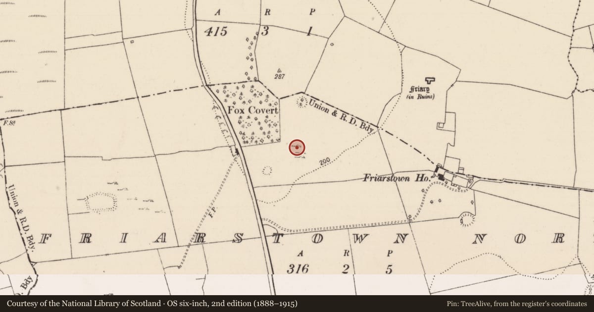 Ordnance Survey six-inch map, 2nd edition (1888–1915) covering the location of Quarry, Friarstown North, County Limerick, with a pin at the register's coordinates