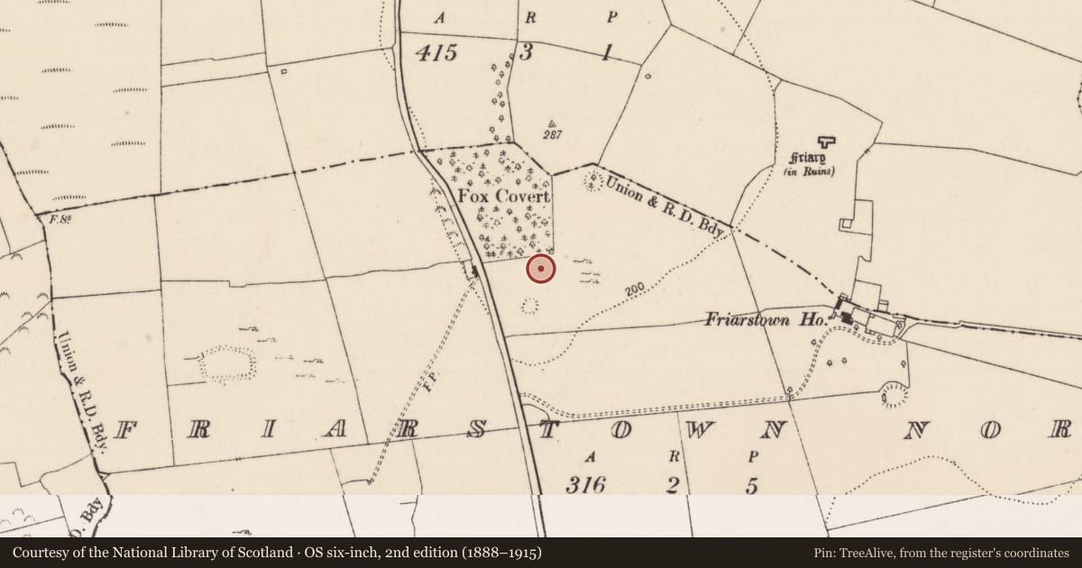 Ordnance Survey six-inch map, 2nd edition (1888–1915) covering the location of Ringfort - rath, Friarstown North, County Limerick, with a pin at the register's coordinates