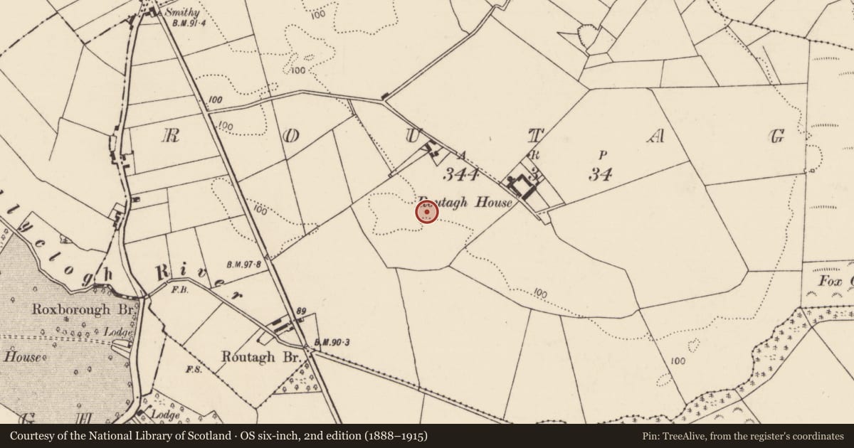 Ordnance Survey six-inch map, 2nd edition (1888–1915) covering the location of Mound, Routagh, County Limerick, with a pin at the register's coordinates