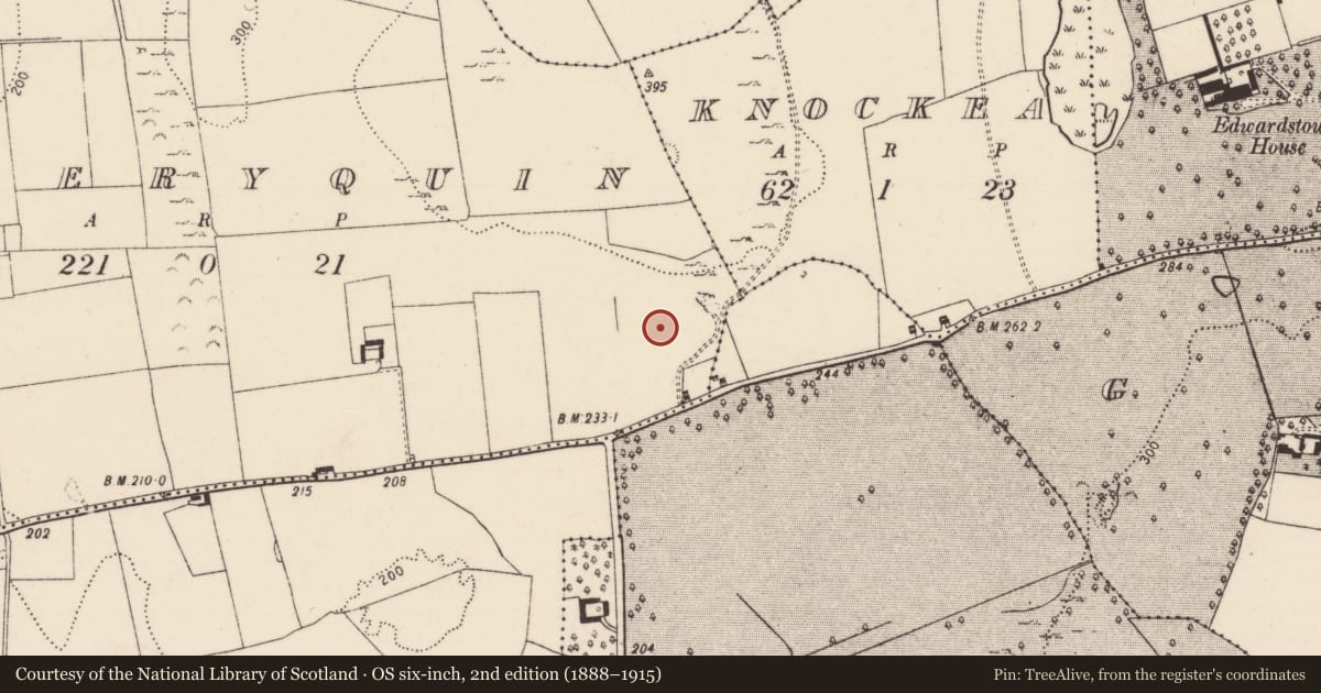 Ordnance Survey six-inch map, 2nd edition (1888–1915) covering the location of Cairn - unclassified, Toberyquin, County Limerick, with a pin at the register's coordinates