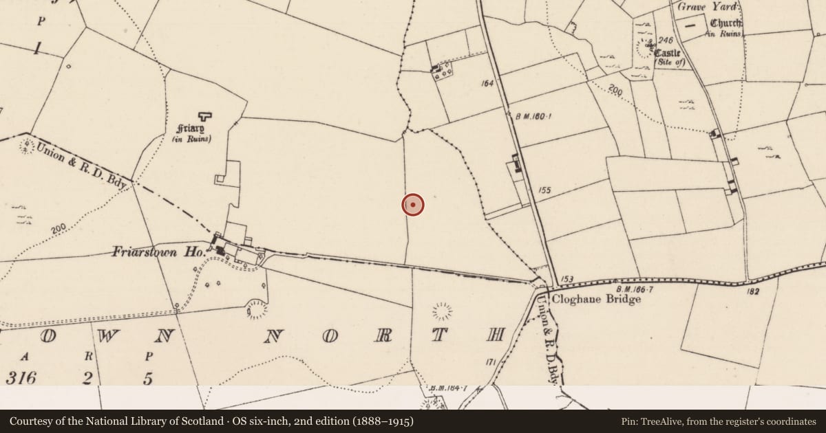 Ordnance Survey six-inch map, 2nd edition (1888–1915) covering the location of Enclosure, Friarstown, County Limerick, with a pin at the register's coordinates