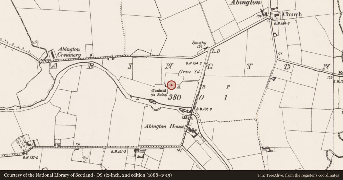 Ordnance Survey six-inch map, 2nd edition (1888–1915) covering the location of Religious house - Cistercian monks, Abington, County Limerick, with a pin at the register's coordinates