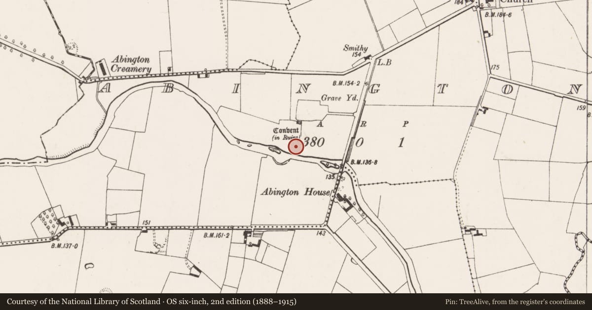 Ordnance Survey six-inch map, 2nd edition (1888–1915) covering the location of Mill - corn, Abington, County Limerick, with a pin at the register's coordinates