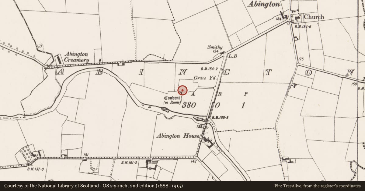 Ordnance Survey six-inch map, 2nd edition (1888–1915) covering the location of Architectural fragment, Abington, County Limerick, with a pin at the register's coordinates