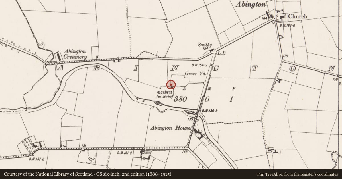 Ordnance Survey six-inch map, 2nd edition (1888–1915) covering the location of Architectural fragment, Abington, County Limerick, with a pin at the register's coordinates