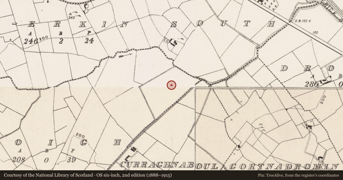 Ordnance Survey six-inch map, 2nd edition (1888–1915) covering the location of Barrow - unclassified, Moigh, County Limerick, with a pin at the register's coordinates